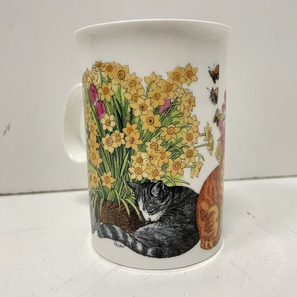 Dunoon Porcelain Coffee/Tea Mug Cat Red Floral Kittens Made In England 10oz - Picture 4 of 7